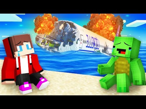 JJ And Mikey SURVIVAL The AIRPLANE CRASH in Minecraft Maizen