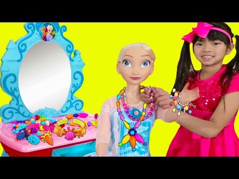 Emma Pretend Play w/ Frozen Elsa Doll & Jewelry Shop Toys