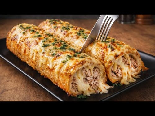 Kartoffelroulade mit Thunfisch und Käse! Dieses leckere Gericht wird allen sofort schmecken!