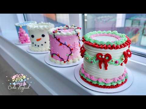 Christmas Themed Buttercream Cakes! | Real Time Cake Decorating