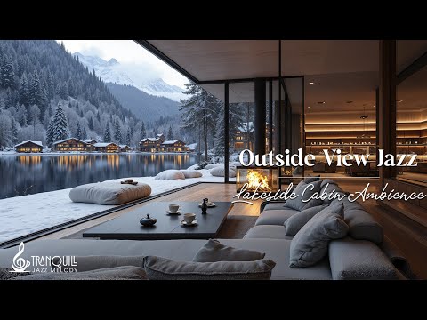 Cozy Winter Cafe Jazz With |Peaceful Outside View with Lakeside Coffee Shop Ambience For Relaxations