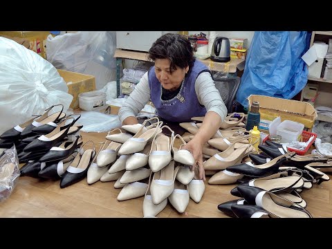 How Korean High Heel Factory Mass-produce Thousands of Shoes. Amazing High Heel Shoes Making Process