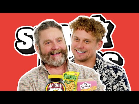 Zach Galifianakis & Billy Magnussen Rate UK & USA Snacks | Snack Wars