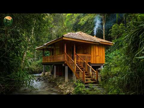 He Built a Beautiful Wooden House by Hand in the Middle of the Jungle
