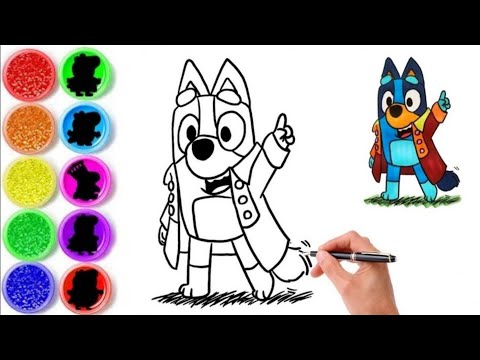 Drawing and colouring dancing bluey | Bluey colouring video