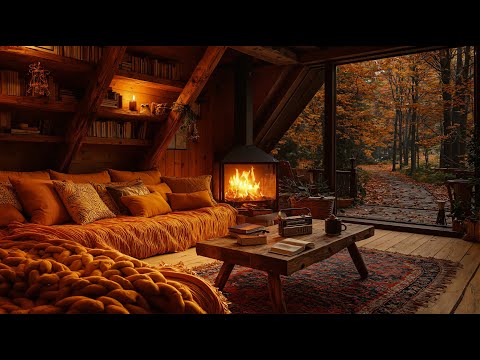 Cozy Autumn Fireplace With Rain 🍂🔥 Peaceful Ambience for Studying and Mental Clarity