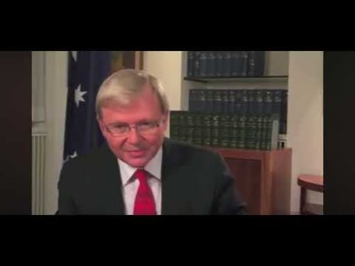 Kevin Rudd… behind the screens leaked video from when he was trying to record a video in Mandarin