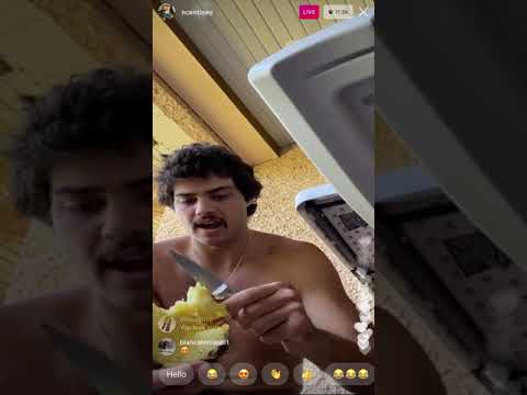 Noah eats a pineapple on his live