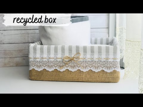 DIY CAJA ORGANIZADORA CON MATERIAL RECICLADO /DIY Fabric-wrapped storage Bins