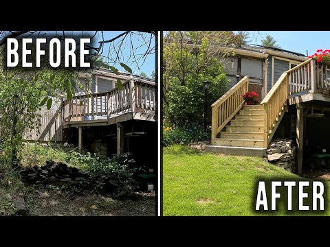 DIY Dry Stack Retaining Wall & New Deck Stairs Installation | Backyard Makeover