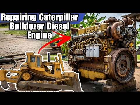 Repairing Caterpillar Bulldozer Diesel Engine || Rebuilding CAT Inline 6 Cylinder Diesel Engine
