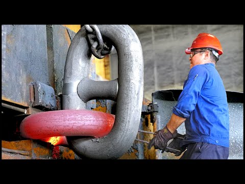 Amazing Navy Anchor Chain Forging Process ! 68-Year-Old Factory !