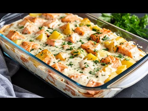 Leckerster Auflauf in 10 Minuten 🥘 – einfach und schnell mit Kartoffeln und rotem Fisch!