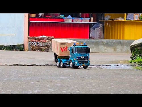 AKSI KE 85 ‼️ Pengiriman Jarak Jauh Rc Truk Hino Trailer Angkut Tiga Karton Air Mineral Lintas Desa