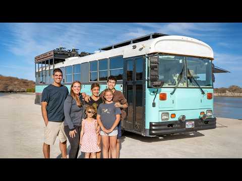 Family ditches traditional home to live in a BUS?? & it's actually really nice!