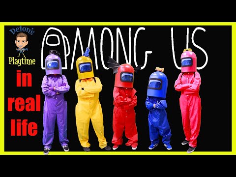 Pretend Play Among Us Game in real life | Who is the imposter | Deion's Playtime Skits