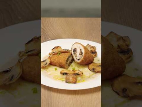 Better than Chicken Kiev? 🤤 Stuffed Mushroom Rolls 🍗 #shorts