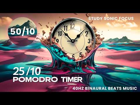 40Hz Gamma Binaural Beats Study Exam Music With Pomodoro Timer 50/10 For Boosting Focus