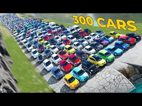Downhill Race with 300 Cars in Beamng drive