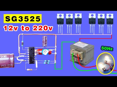 How to make a Powerful Inverter using IRFz44 Mosfet & SG3525, 12v 220v Inverter