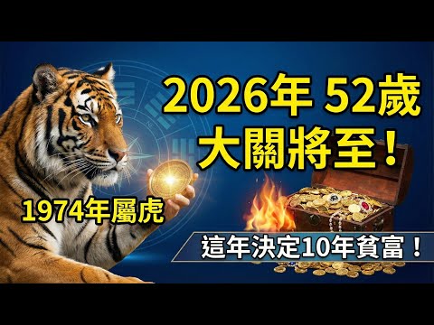 1974年屬虎人,甲寅之命!2026年52歲大關將至,這一年決定你未來十年的貧富!生肖虎必看!#1974年屬虎 #屬虎2026運勢 #生肖虎 #甲寅虎 #屬虎運勢 #2026生肖虎運勢 #生肖虎命運