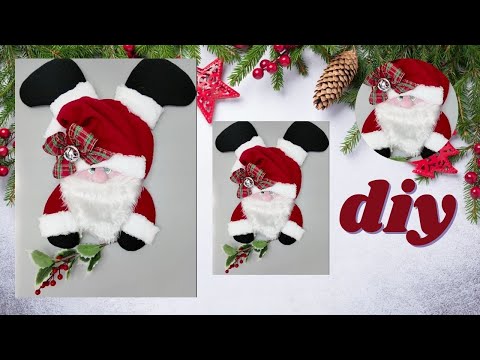 Realiza con cartón y tela a SANTA CLAUS colgado de PUERTA 🎅 /DIY para NAVIDAD 🎄☃⛄