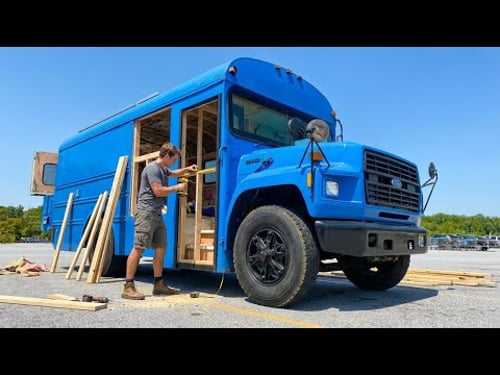 Man Turns Broken Bus into Luxury Tiny Home | Start to finish by @ChayDenne