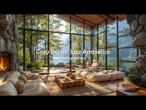Stress Relief With Cozy Indoor Jazz Ambience | Soothing Jazz Music & Forest Sound For Relaxation