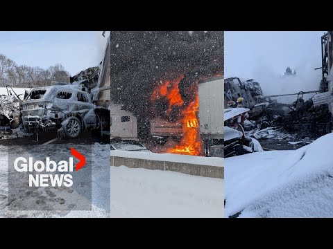 Ontario police say up to 50 vehicles involved in crashes on Hwy. 401
