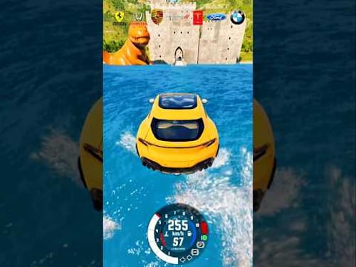 Which hypercar will able to swim into the CASTLE ? 🏰 #shorts #beamng #carsvs