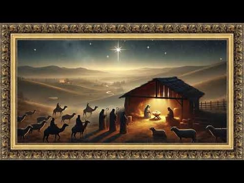 Nativity Manger Scene TV Frame Art | Relaxing Christmas Piano Music | Ambiance 4K