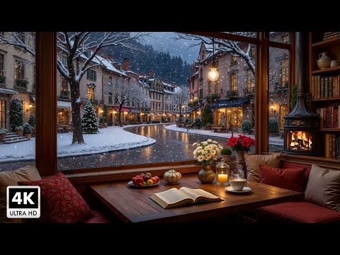 Beautiful Relaxing Winter Jazz Piano Music ~ Cozy Cafe Space by the Fireplace for Work, Study