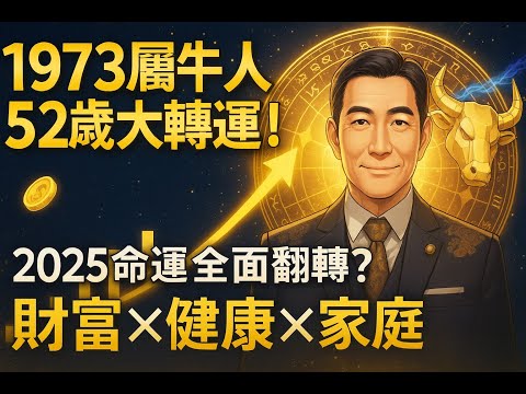 生肖牛:1973年屬牛人的命運!52歲後的大轉運!2025命運全面翻轉?財富、健康、家庭一次解析 #2025年生肖牛運勢 #2025年生肖牛運程