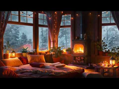 Winter Blizzard Sounds for Sleeping - Snowstorm, Howling Wind, Fireplace | Fall Asleep Instantly