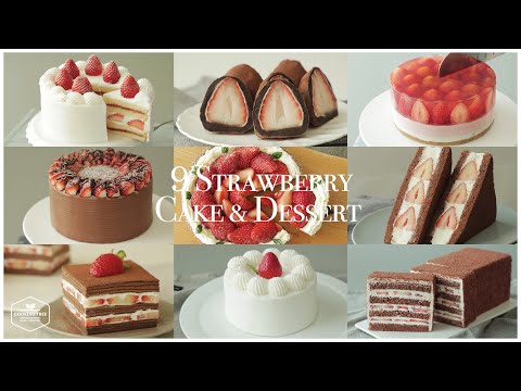 Version 2! 9 Strawberry Cake & Dessert Recipe | Chocolate Cake,Crepe Cake,Cheesecake,Rice cake