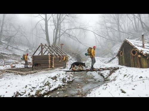 Building a Strong Log Cabin Shelter in the Wilderness | Full Build Timelapse