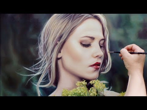 OIL PAINTING PORTRAIT DEMO ✦ REALISTIC ART VIDEO ✦ woman / flowers / sunlight by Isabelle Richard