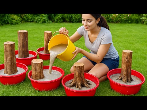 amazing tree stump recycling ideas / Want AMAZING Garden Decor Ideas? DIY Cement Table Inspiration