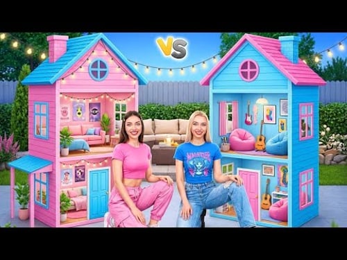 この家ヤバい…😱💖🧊 ピンク覚醒 vs ブルー覚醒 24時間改造チャレンジ!