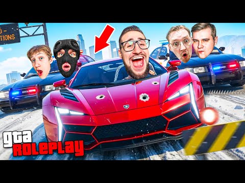 ПОБЕГ ИЗ ГОРОДА ЗА 60 МИНУТ! 4 КОПА vs ПРЕСТУПНИК! САМАЯ СЛОЖНАЯ ПОГОНЯ! (GTA 5 RP)