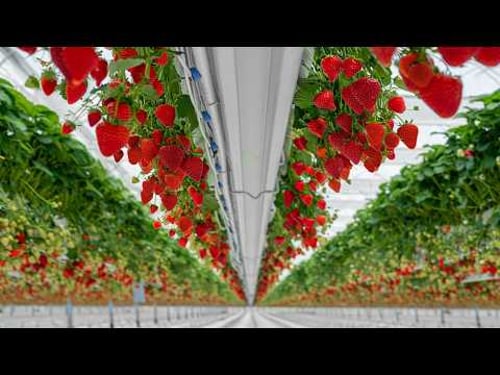 A Greenhouse On An Empty Field For Growing Delicious Strawberries!