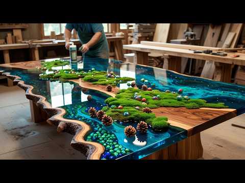 The Process Of Making A Beautiful Korean Epoxy Resin Table, Unique Art From Dead Wood.