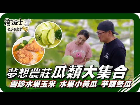 🗺《跟著姆士出遊去》桃園新屋「夢想農莊」瓜類大集合!「雪珍水果玉米」、「水果小黃瓜」、「芋頭冬瓜」、「花蒲瓜」,外型、顏色、口感都顛覆大家的想像!老詹不藏私「異國炸雞咖哩飯」美味撇步報你知!