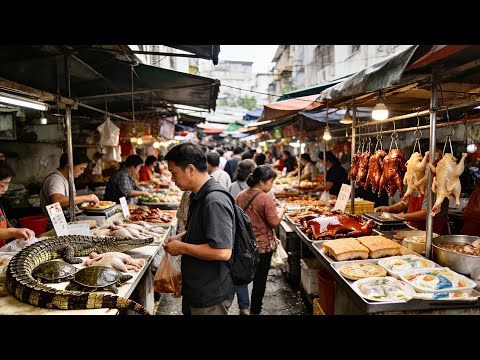 Guangdong, China's wildest market, where giant crocodiles are sold on-site.