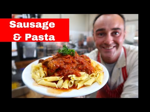 Popular Sausage Dishes! Sausage and Pasta with Tomato Sauce.
