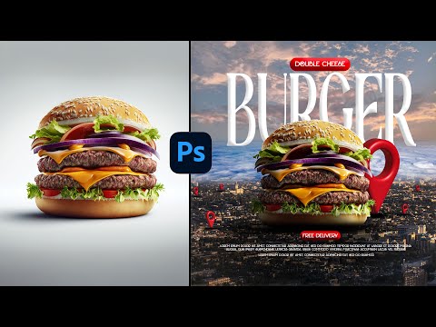 Photoshop Tutorial | Graphic Design | Burger Poster Design 🍔⚡.
