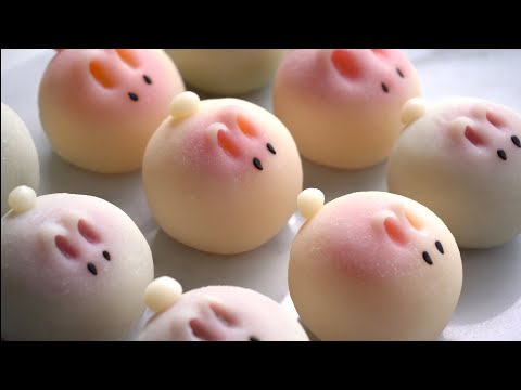 玉兔冰皮月饼 免模具 | 三种口味奶黄馅 Make Bunny Snowskin Mooncakes without Using Molds | 3 Flavours Custard Filling