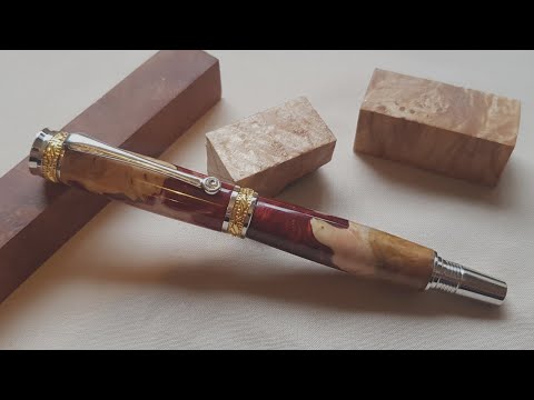 (PEN TURNING) MAKING FOUNTAIN PEN / HYBRID PEN BLANK, MELLE BURL, RESIN