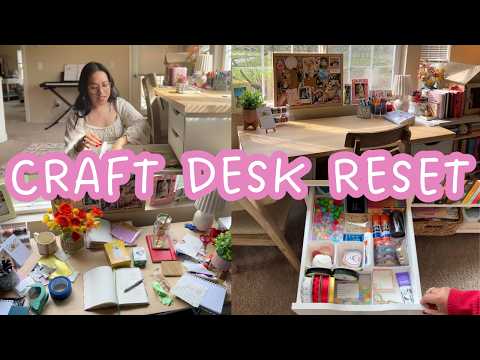 *major* declutter & organize my craft desk // stationery + ikea desk organization asmr