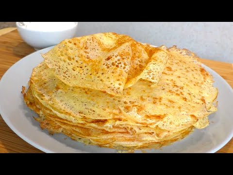 Лучшие КРУЖЕВНЫЕ ТОНКИЕ БЛИНЧИКИ без соды, разрыхлителя и дрожжей!🥞🥞🥞Воздушное тесто для блинчиков.